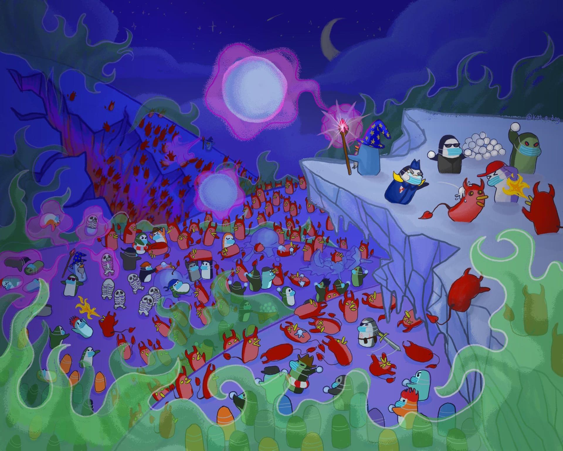 Gargolon and the Nootpians wage war for more than a week against the Demonoot horde